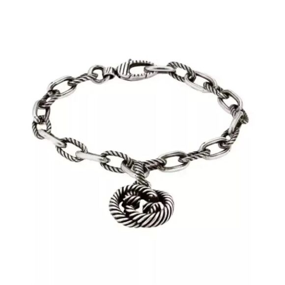 Women’s Gucci, interlocking G twisted charm sterling silver bracelet 925 Italy - Picture 1 of 12